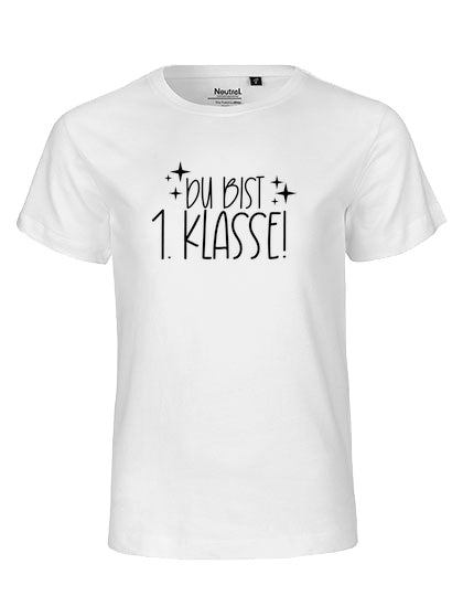 MiMaMäuschen Kinder Bio T-Shirt Schulkind Du Bist 1. Klasse (schwarzer Druck) 2 – White