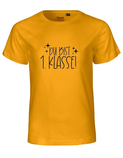 MiMaMäuschen Kinder Bio T-Shirt Schulkind Du Bist 1. Klasse (schwarzer Druck) 2 – Yellow