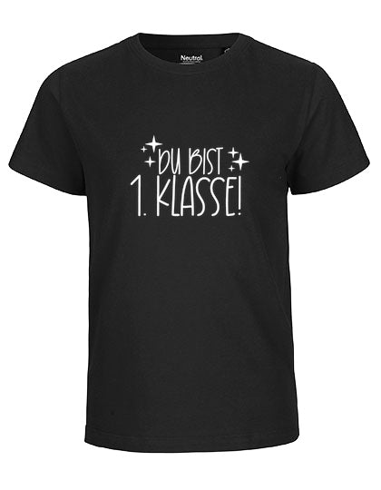 MiMaMäuschen Kinder Bio T-Shirt Schulkind Du Bist 1. Klasse (weißer Druck) 2 – Black