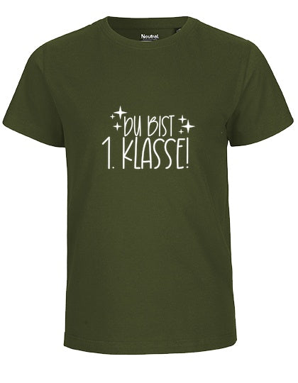MiMaMäuschen Kinder Bio T-Shirt Schulkind Du Bist 1. Klasse (weißer Druck) 2 – Military