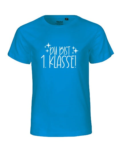 MiMaMäuschen Kinder Bio T-Shirt Schulkind Du Bist 1. Klasse (weißer Druck) 2 – Sapphire