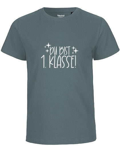 MiMaMäuschen Kinder Bio T-Shirt Schulkind Du Bist 1. Klasse (weißer Druck) 3 – Teal
