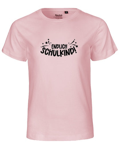 MiMaMäuschen Kinder Bio T-Shirt Schulkind Endlich Schulkind Sternschnuppe (schwarzer Druck) 1 – Light Pink