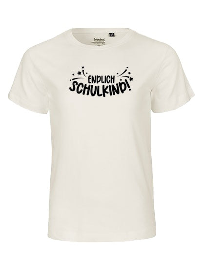 MiMaMäuschen Kinder Bio T-Shirt Schulkind Endlich Schulkind Sternschnuppe (schwarzer Druck) 2 – Natural