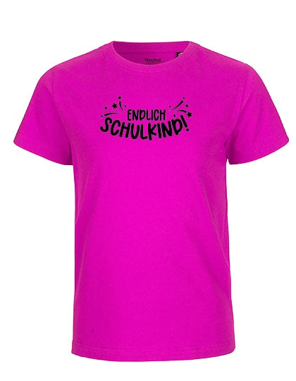 MiMaMäuschen Kinder Bio T-Shirt Schulkind Endlich Schulkind Sternschnuppe (schwarzer Druck) 3 – Pink