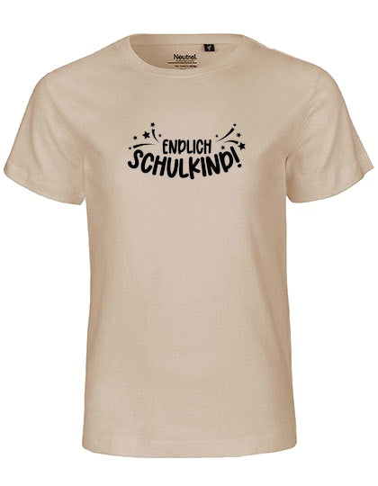 MiMaMäuschen Kinder Bio T-Shirt Schulkind Endlich Schulkind Sternschnuppe (schwarzer Druck) 3 – Sand