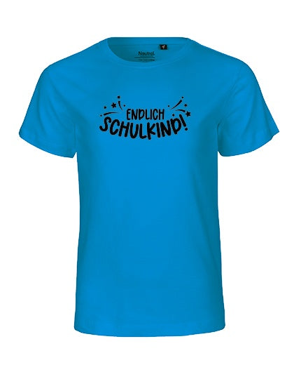 MiMaMäuschen Kinder Bio T-Shirt Schulkind Endlich Schulkind Sternschnuppe (schwarzer Druck) 2 – Sapphire