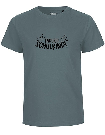 MiMaMäuschen Kinder Bio T-Shirt Schulkind Endlich Schulkind Sternschnuppe (schwarzer Druck) 3 – Teal