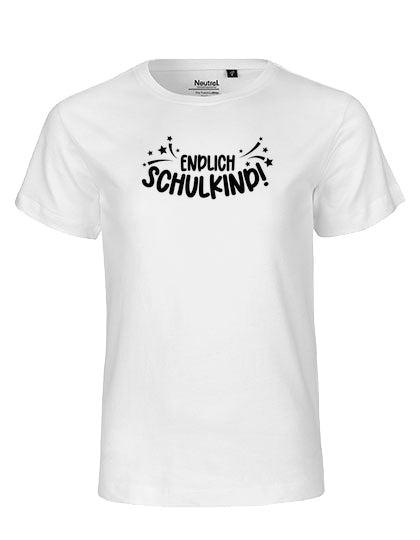 MiMaMäuschen Kinder Bio T-Shirt Schulkind Endlich Schulkind Sternschnuppe (schwarzer Druck) 2 – White