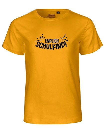 MiMaMäuschen Kinder Bio T-Shirt Schulkind Endlich Schulkind Sternschnuppe (schwarzer Druck) 2 – Yellow