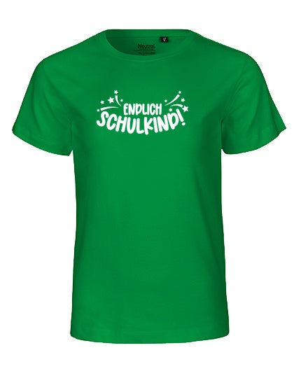 MiMaMäuschen Kinder Bio T-Shirt Schulkind Endlich Schulkind Sternschnuppe (weißer Druck) 2 – Green