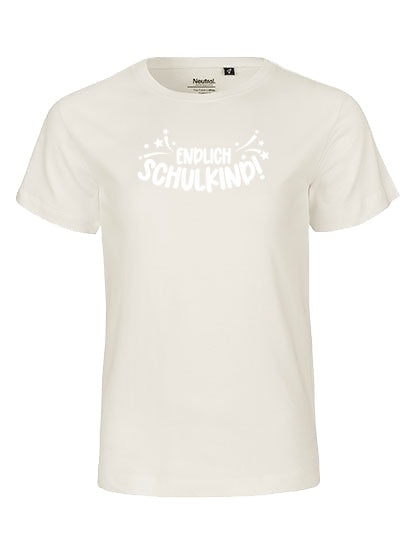 MiMaMäuschen Kinder Bio T-Shirt Schulkind Endlich Schulkind Sternschnuppe (weißer Druck) 2 – Natural