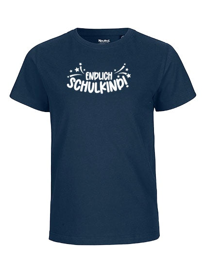 MiMaMäuschen Kinder Bio T-Shirt Schulkind Endlich Schulkind Sternschnuppe (weißer Druck) 3 – Navy