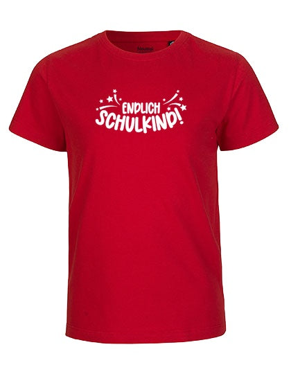 MiMaMäuschen Kinder Bio T-Shirt Schulkind Endlich Schulkind Sternschnuppe (weißer Druck) 3 – Red