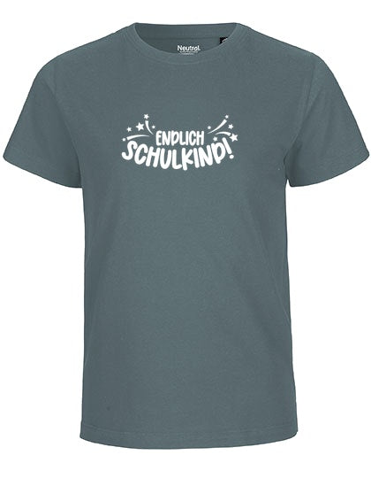 MiMaMäuschen Kinder Bio T-Shirt Schulkind Endlich Schulkind Sternschnuppe (weißer Druck) 3 – Teal