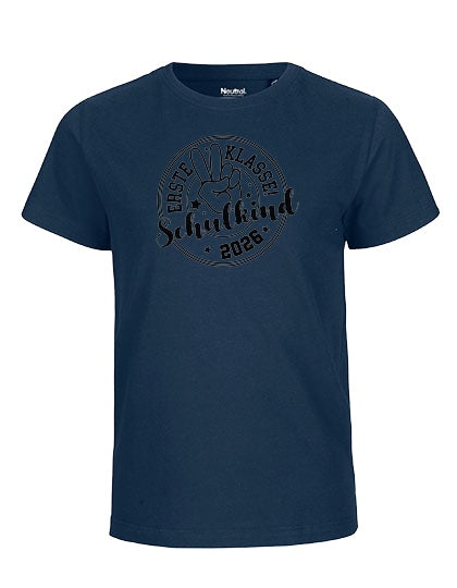 MiMaMäuschen Kinder Bio T-Shirt Schulkind Erste Klasse Peace (schwarzer Druck) 3 – Navy