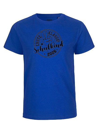 MiMaMäuschen Kinder Bio T-Shirt Schulkind Erste Klasse Peace (schwarzer Druck) 3 – Royal