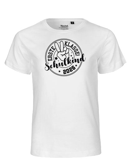 MiMaMäuschen Kinder Bio T-Shirt Schulkind Erste Klasse Peace (schwarzer Druck) 2 – White