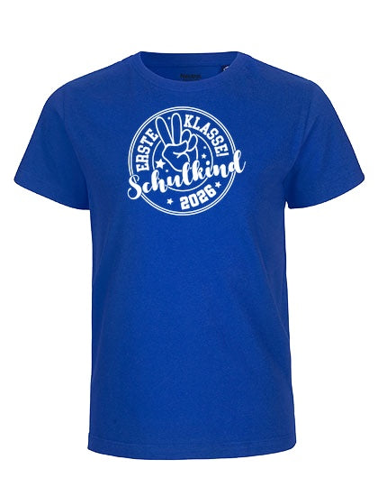MiMaMäuschen Kinder Bio T-Shirt Schulkind Erste Klasse Peace (weißer Druck) 3 – Royal