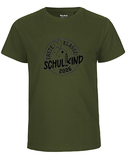 MiMaMäuschen Kinder Bio T-Shirt Schulkind Erste Klasse Stift (schwarzer Druck) 2 – Military