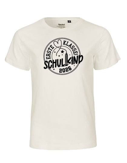 MiMaMäuschen Kinder Bio T-Shirt Schulkind Erste Klasse Stift (schwarzer Druck) 2 – Natural