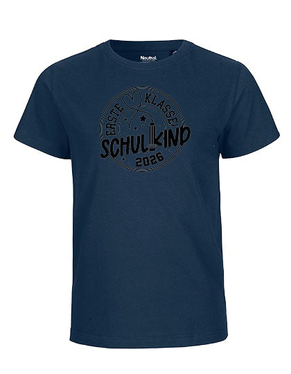 MiMaMäuschen Kinder Bio T-Shirt Schulkind Erste Klasse Stift (schwarzer Druck) 3 – Navy