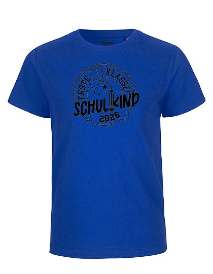 MiMaMäuschen Kinder Bio T-Shirt Schulkind Erste Klasse Stift (schwarzer Druck) 3 – Royal