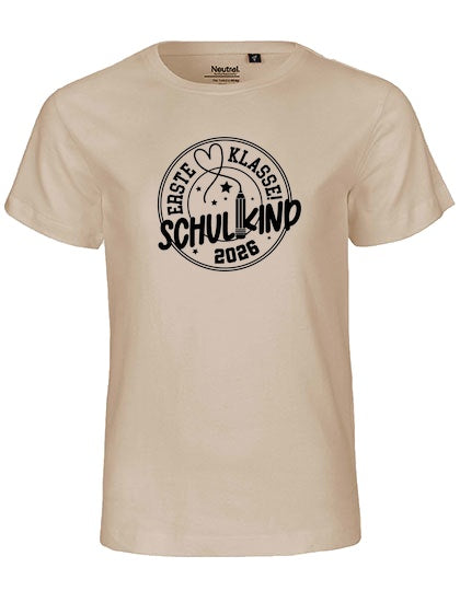 MiMaMäuschen Kinder Bio T-Shirt Schulkind Erste Klasse Stift (schwarzer Druck) 3 – Sand