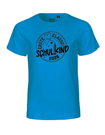 MiMaMäuschen Kinder Bio T-Shirt Schulkind Erste Klasse Stift (schwarzer Druck) 2 – Sapphire