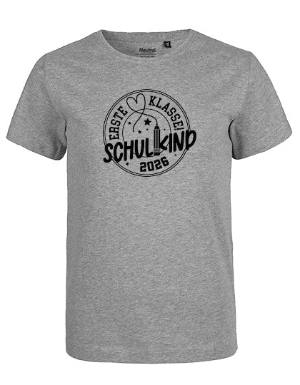 MiMaMäuschen Kinder Bio T-Shirt Schulkind Erste Klasse Stift (schwarzer Druck) 1 – Sport Grey