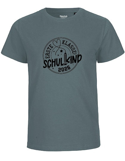 MiMaMäuschen Kinder Bio T-Shirt Schulkind Erste Klasse Stift (schwarzer Druck) 3 – Teal