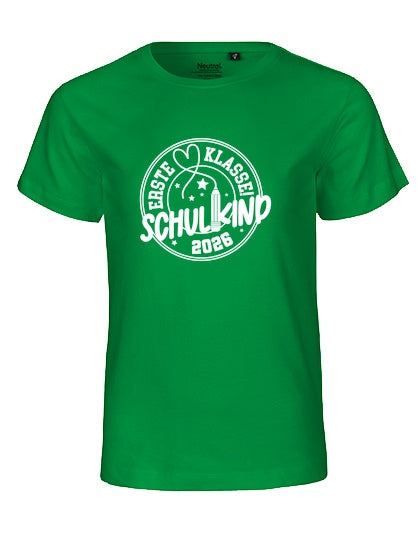 MiMaMäuschen Kinder Bio T-Shirt Schulkind Erste Klasse Stift (weißer Druck) 2 – Green