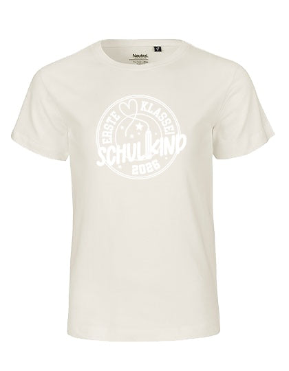 MiMaMäuschen Kinder Bio T-Shirt Schulkind Erste Klasse Stift (weißer Druck) 2 – Natural