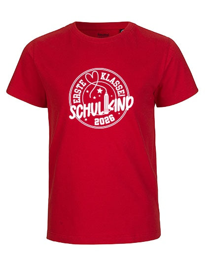 MiMaMäuschen Kinder Bio T-Shirt Schulkind Erste Klasse Stift (weißer Druck) 3 – Red