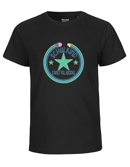 MiMaMäuschen Kinder Bio T-Shirt Schulkind Erstklassig Stifte 2 – Black