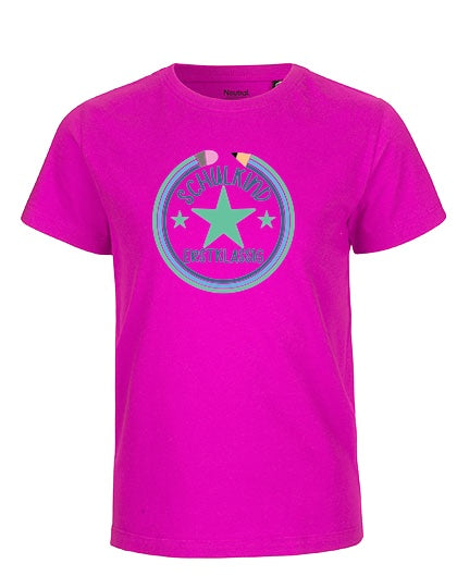 MiMaMäuschen Kinder Bio T-Shirt Schulkind Erstklassig Stifte 3 – Pink