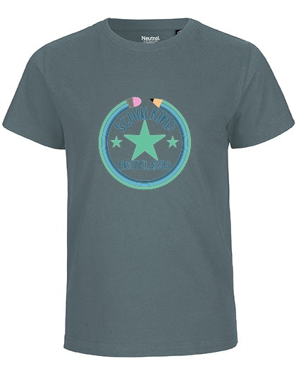 MiMaMäuschen Kinder Bio T-Shirt Schulkind Erstklassig Stifte 3 – Teal