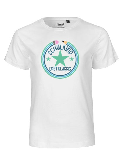 MiMaMäuschen Kinder Bio T-Shirt Schulkind Erstklassig Stifte 2 – White