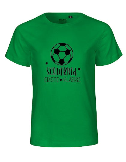 MiMaMäuschen Kinder Bio T-Shirt Schulkind Fussball (schwarzer Druck) 2 – Green