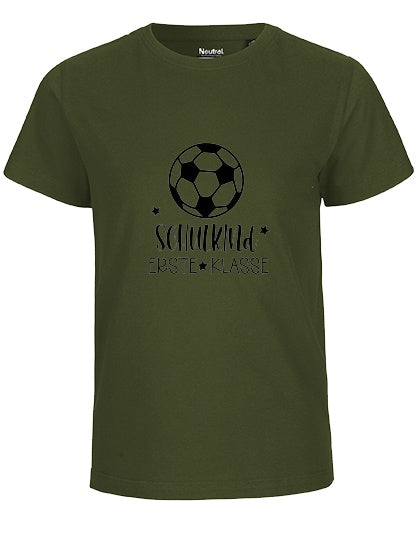 MiMaMäuschen Kinder Bio T-Shirt Schulkind Fussball (schwarzer Druck) 2 – Military