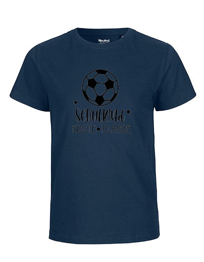 MiMaMäuschen Kinder Bio T-Shirt Schulkind Fussball (schwarzer Druck) 3 – Navy