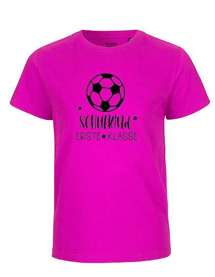 MiMaMäuschen Kinder Bio T-Shirt Schulkind Fussball (schwarzer Druck) 3 – Pink