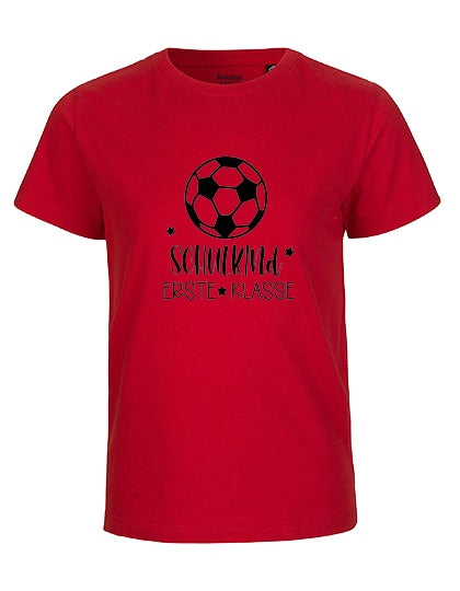 MiMaMäuschen Kinder Bio T-Shirt Schulkind Fussball (schwarzer Druck) 3 – Red