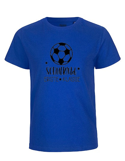 MiMaMäuschen Kinder Bio T-Shirt Schulkind Fussball (schwarzer Druck) 3 – Royal