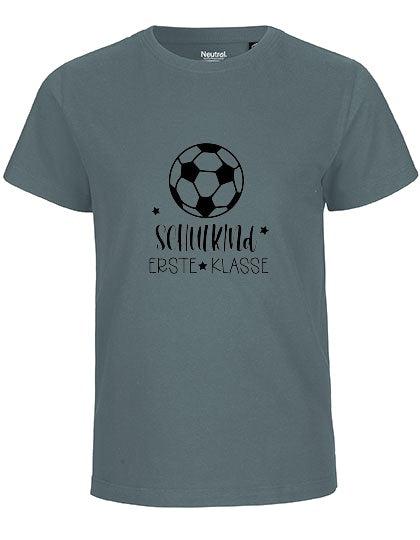 MiMaMäuschen Kinder Bio T-Shirt Schulkind Fussball (schwarzer Druck) 3 – Teal