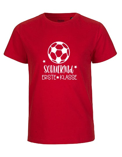 MiMaMäuschen Kinder Bio T-Shirt Schulkind Fussball (weißer Druck) 3 – Red