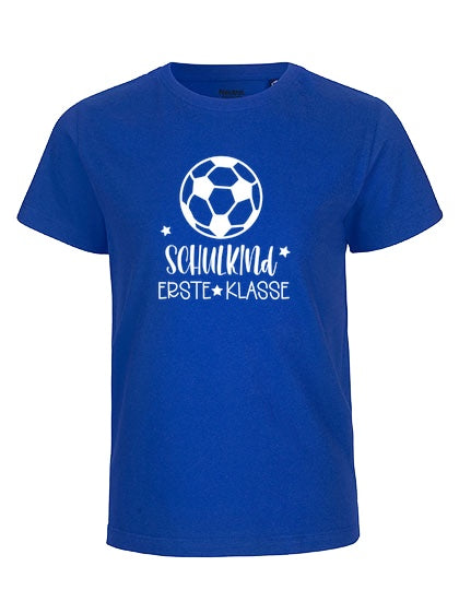 MiMaMäuschen Kinder Bio T-Shirt Schulkind Fussball (weißer Druck) 3 – Royal