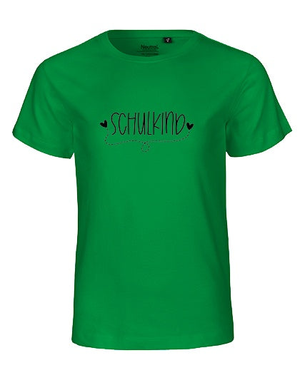 MiMaMäuschen Kinder Bio T-Shirt Schulkind Herzen (schwarzer Druck) 2 – Green