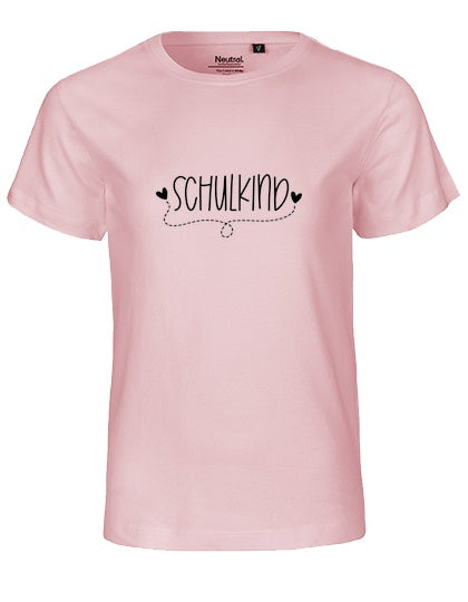 MiMaMäuschen Kinder Bio T-Shirt Schulkind Herzen (schwarzer Druck) 1 – Light Pink