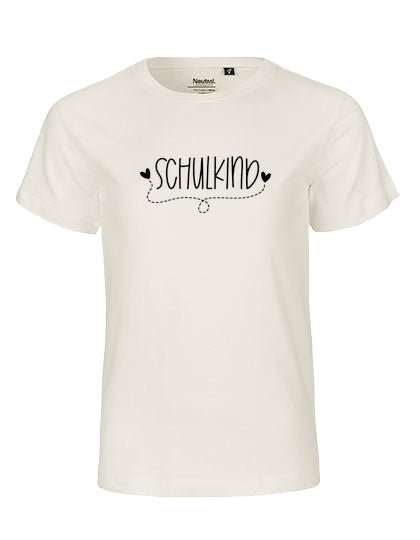 MiMaMäuschen Kinder Bio T-Shirt Schulkind Herzen (schwarzer Druck) 2 – Natural